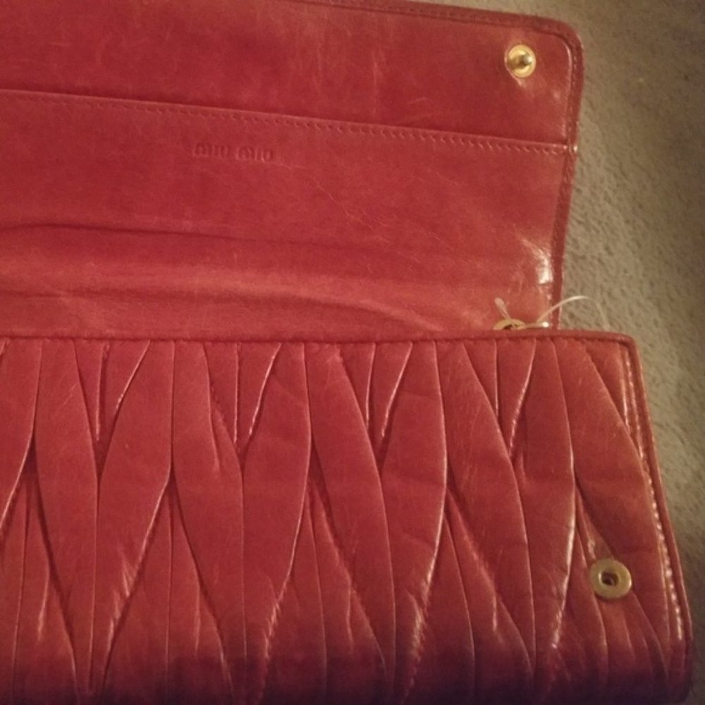 Long pink gold Miu Mui prada clutch leather wallet - Picture 4 of 8
